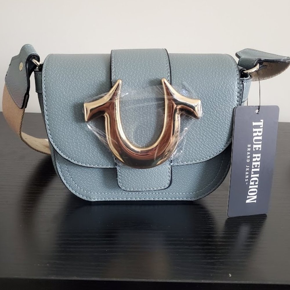 Brand NWT True Religion Mini Flap Leather Horseshoe Logo Crossbody Bag